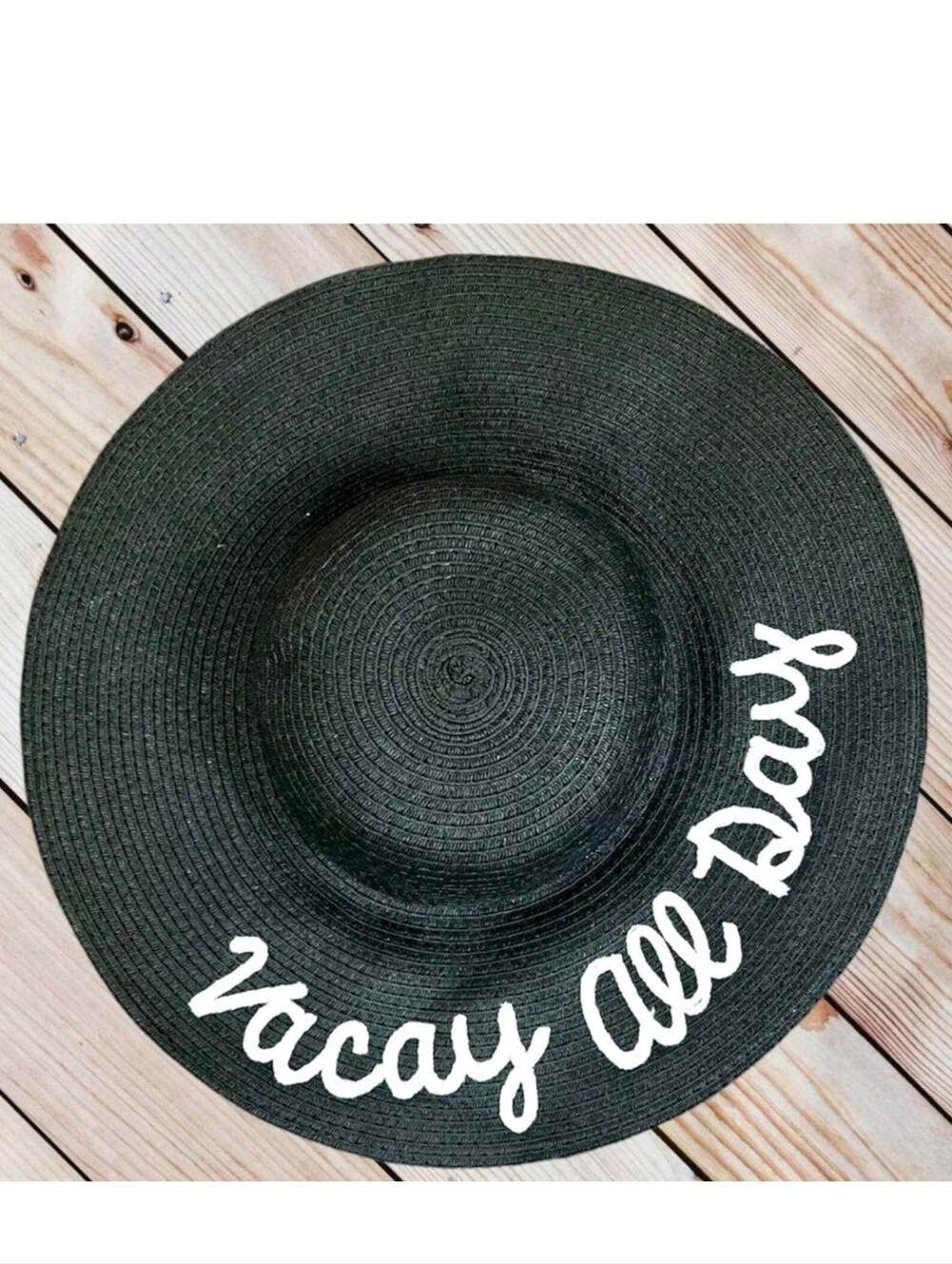 VACAY ALL DAY Straw Wide Brim Sun Hat